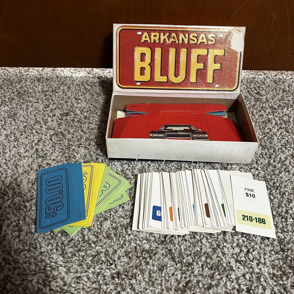 ARKANSAS BLUFF The License Plate Card Game 1975 Parker Brothers Game USA Vintage